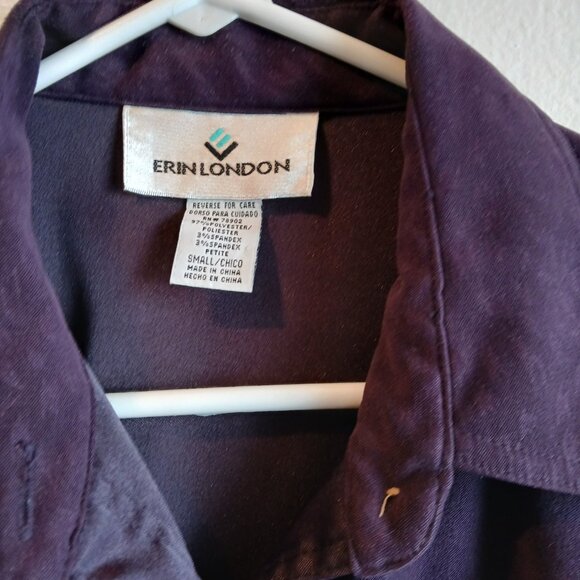 Erin London Shirt, long sleeve, button down in Purple Small - Picture 6 of 7